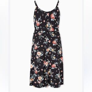Torrid Black Floral Challis Midi Dress 2X